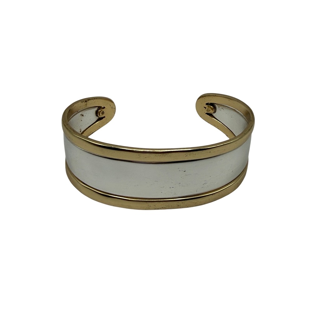 Lucky Brand Gold Silver Two Tone Mixed Metal Cuff Bracelet Statement Retro